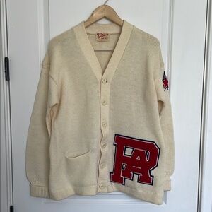 Shaker Sweater Co. Stadium Vintage Letterman’s Cardigan with Patch Cream M/L